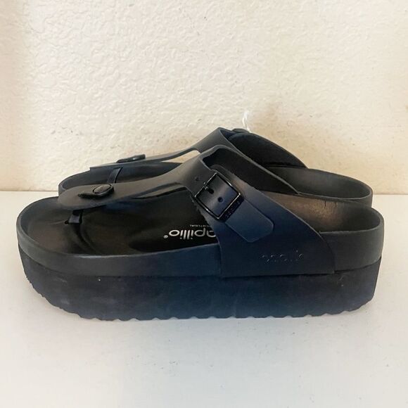 Birkenstock Papillio Gizeh Flex Black Leather Platform Sandals Size 9 NWT - Picture 7 of 16